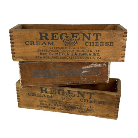 Lot of 3 Wooden Cheese Boxes