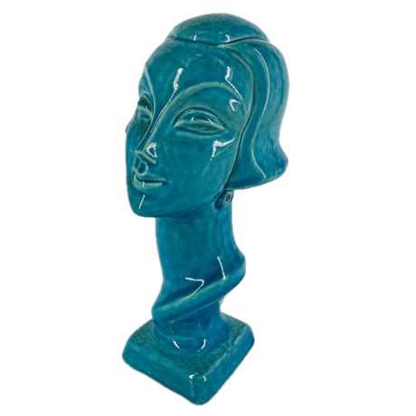 Vintage 1930's AMACO Teal Blue Art Deco Female Bust