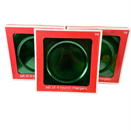 3 Sets of Green Round Chargers By Target NIB