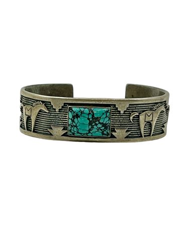 Sterling Silver & Turquoise Cuff Bracelet - Horses