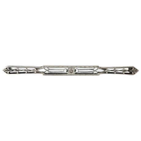 Vintage Art Deco Sterling Silver Openwork Bar Brooch