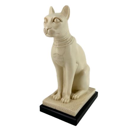 Egyptian Cat Goddess Bastet Alabaster Sculpture A. Giannelli