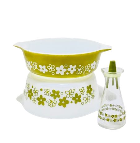 Vtg Pyrex Spring Blossom 3 Piece Lot
