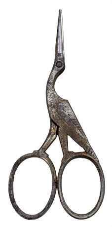 German Arlan Cutlery Co. Embossed Antique Heron Sewing Scissors