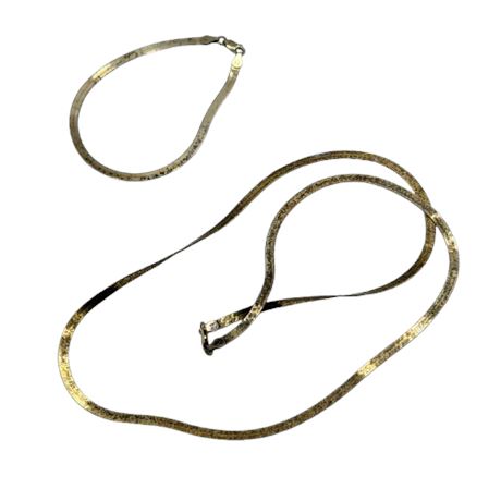 Sterling Silver Gold Tone Bracelet & Necklace