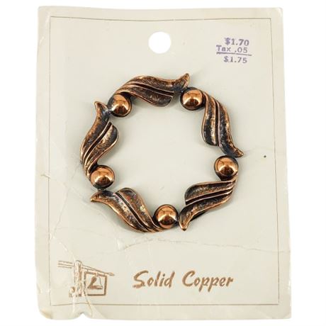 Vintage Bell Trading Co. Copper Circle Brooch, New Old Stock