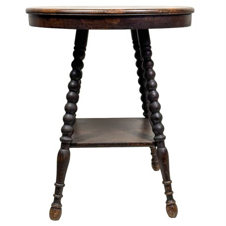 Antique Bobbin Turned-Leg Bi-Level Table
