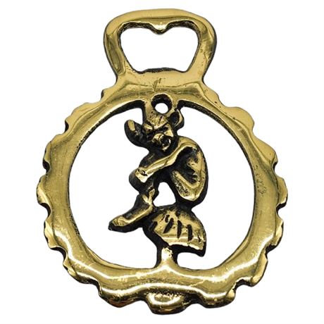 Vintage Brass Devil/Pixie on Toadstool Horse Tack Medallion/Bottle Opener