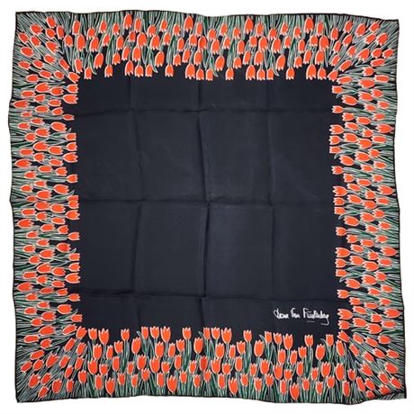 Vintage DIANE VON FURSTENBERG for Barr & Beards Tulips Silk Scarf