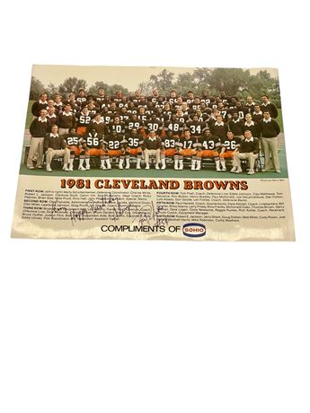 Signed Tom DeLeone - 1981 Browns Team Photo