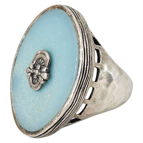 Signed Silpada Sterling Silver Blue Amazonite Ring, Sz 6.25