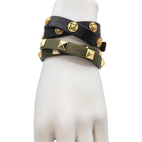 Stella & Dot Studded Leather Wrap Bracelets/Chokers