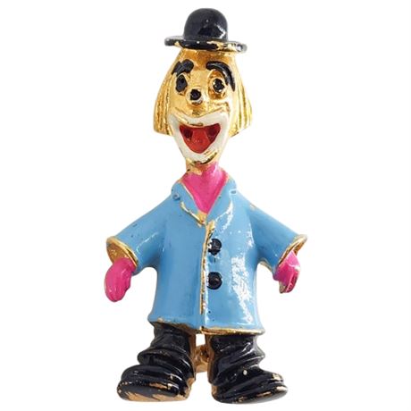 Vintage Clown Enameled Brooch