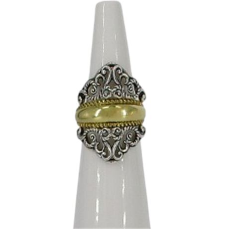 CAROLYN POLLACK Signature Possibilities 925 Sterling & Brass Ring Set Sz 7.25