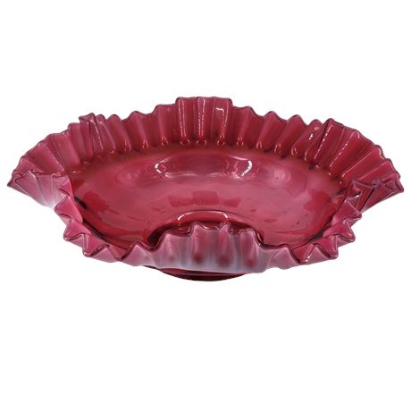 Vintage Fenton Ruffled Rim Cranberry Glass Bowl