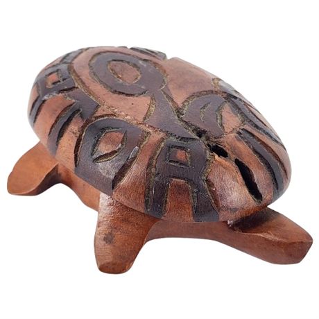 Vintage Puerto Rico Souvenir Wooden Turtle Trinket Box