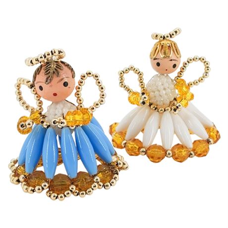 Vintage Handmade Beaded Angel Ornaments