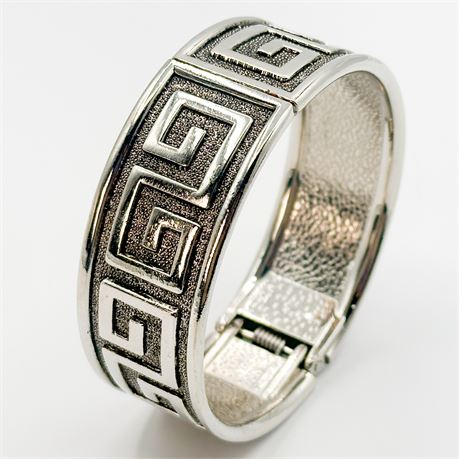Vintage Silver-Tone Hinged Bangle Bracelet