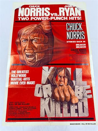 Chuck Norris James Ryan Double Feature Original 27x41” Movie Poster