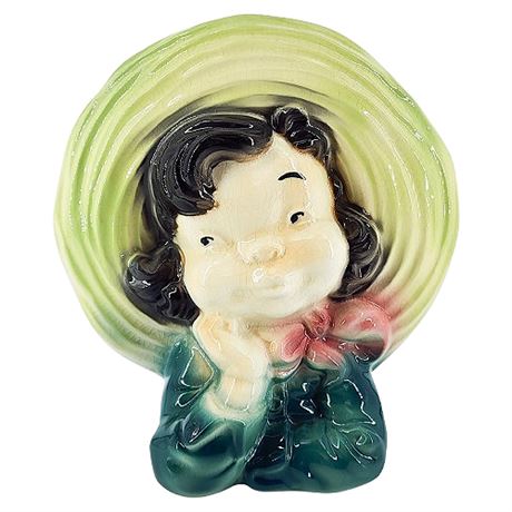 Vintage Royal Copley Girl in Hat Ceramic Wall Pocket