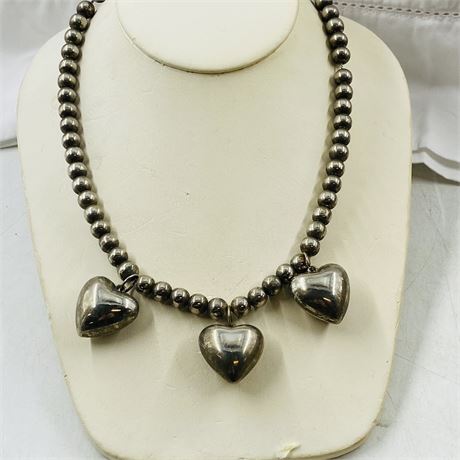 42g Vntg Sterling Heart Necklace