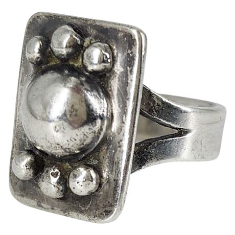 Vintage Modernist Sterling Silver Ring, Sz 5