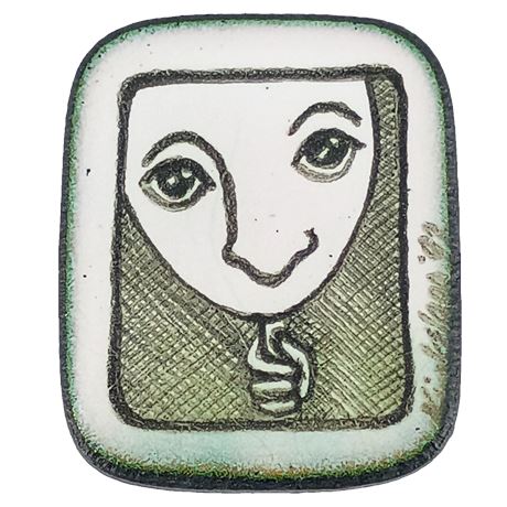 Abstract Studio Art Pin, Modernist Face Design
