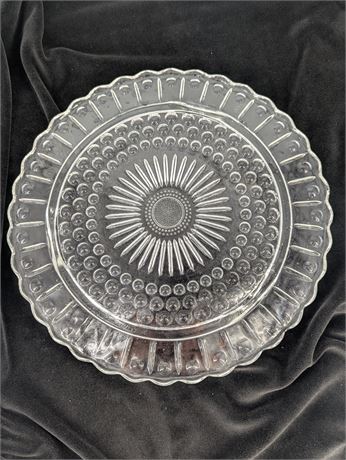 Vtg. Federal Glass Columbus, Ohio Sunflower Bubble footed glass cake plate