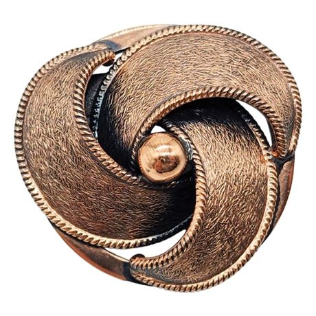 Vintage Copper Modernist Swirl Brooch