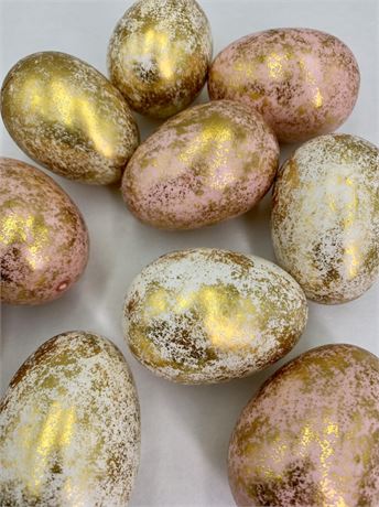 10 pc Gilded Foam Pink & Cream Decorative Easter Eggs