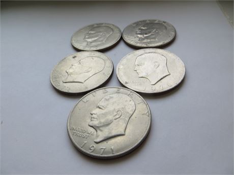 5 1971 Eisenhower Dollars