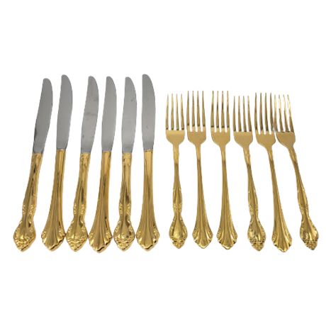 Community Gold Colored Fork & Knife Set