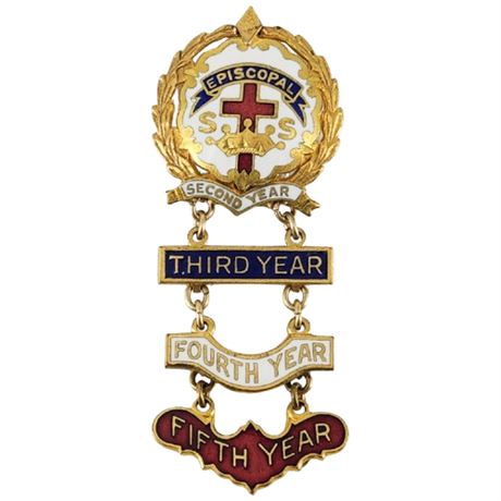 Vintage LITTLE SYSTEM Episcopal Sunday School Multi-Year Lapel Pin