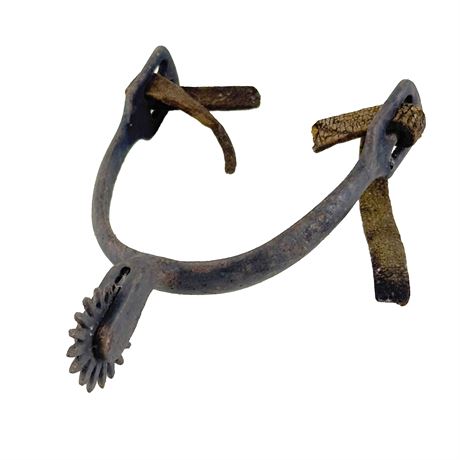 Antique Single Iron Horse Spur with Leather Straps