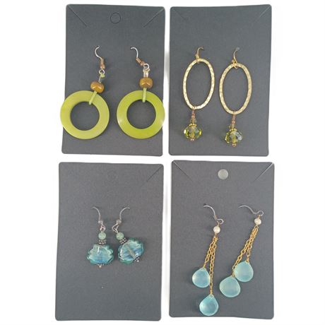 Earrings Lot -Green and Aqua Artisan Drop Lot