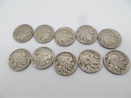 10 Indian Head Or Buffalo Nickels