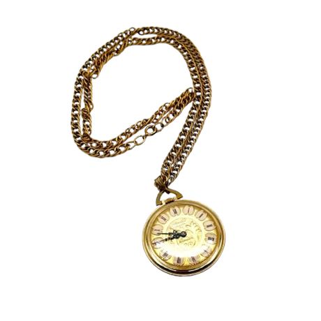 Vintage Watch Pendant with Gold Tone Chain
