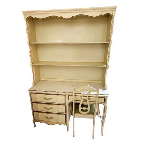 French Provincial Style Student Desk with Hutch