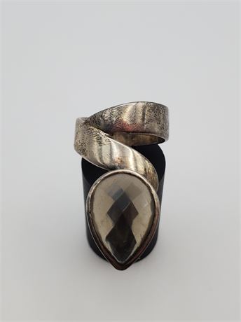 Unique Sterling Smoky Brown Modernist Statement Ring 11.8 Grams (size 7.5)