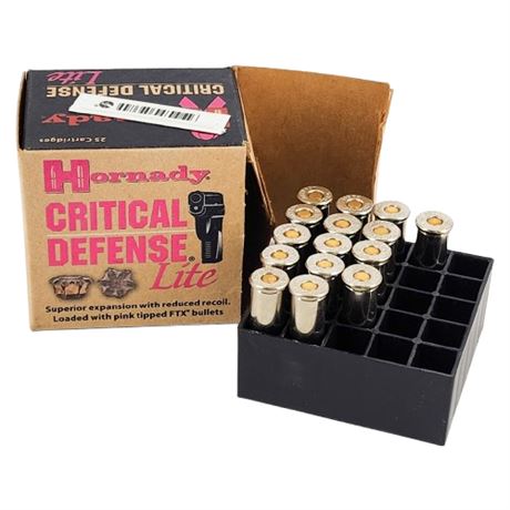 Hornady Critical Defense Lite 38 Special Pistol Cartridges, Partial Box 15 of 25
