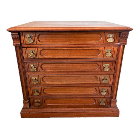 Antique J. & P. Coats Walnut Spool Cabinet