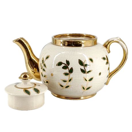 Sudlow's Burslem England Teapot with Gilt Trim and Floral Decoration