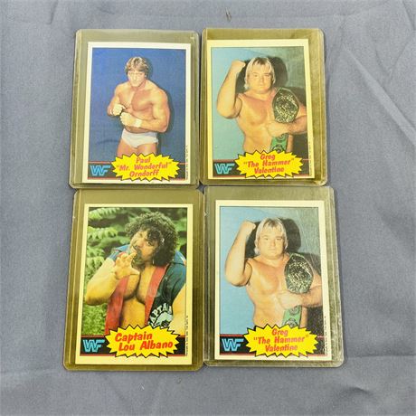 4x 1985 Topps WWF Cards