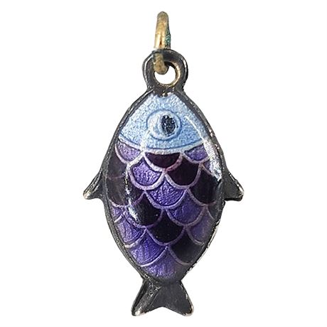 Vintage Purple Cloisonné Mini Fish Pendant/Charm