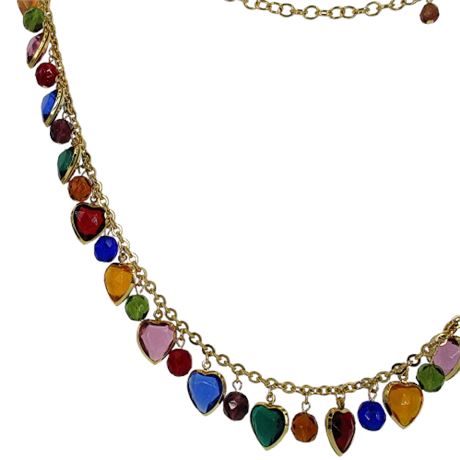 JOAN RIVERS Long Jewel Tone Heart Necklace