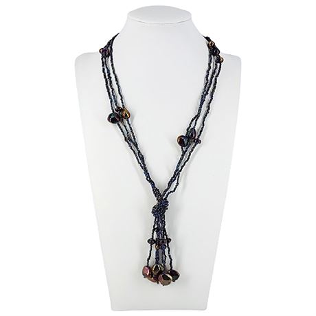 Artisan Made Carnival Glass Bead  Tassel Necklace