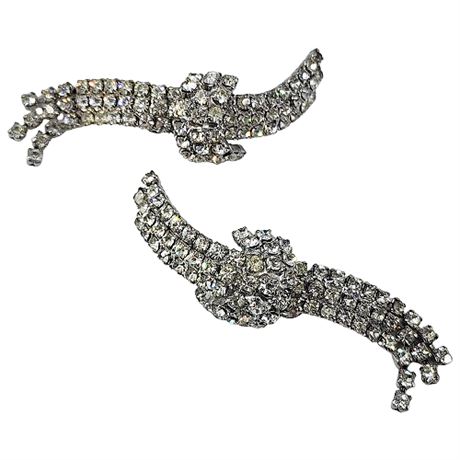 Signed Vintage MUSI Prong Set Rhinestone Shoe Clips