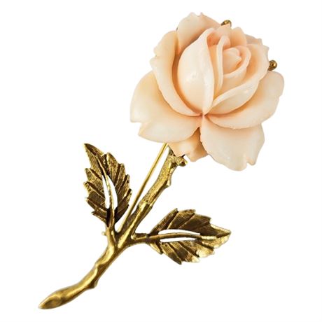 Vintage Molded Plastic Rose Brooch
