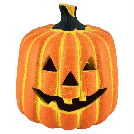 Hand Painted 2-Sided Ceramic Jack-O-Lantern/Black Cat