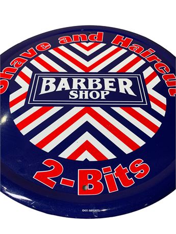 12” Round Metal Barber Shop Sign